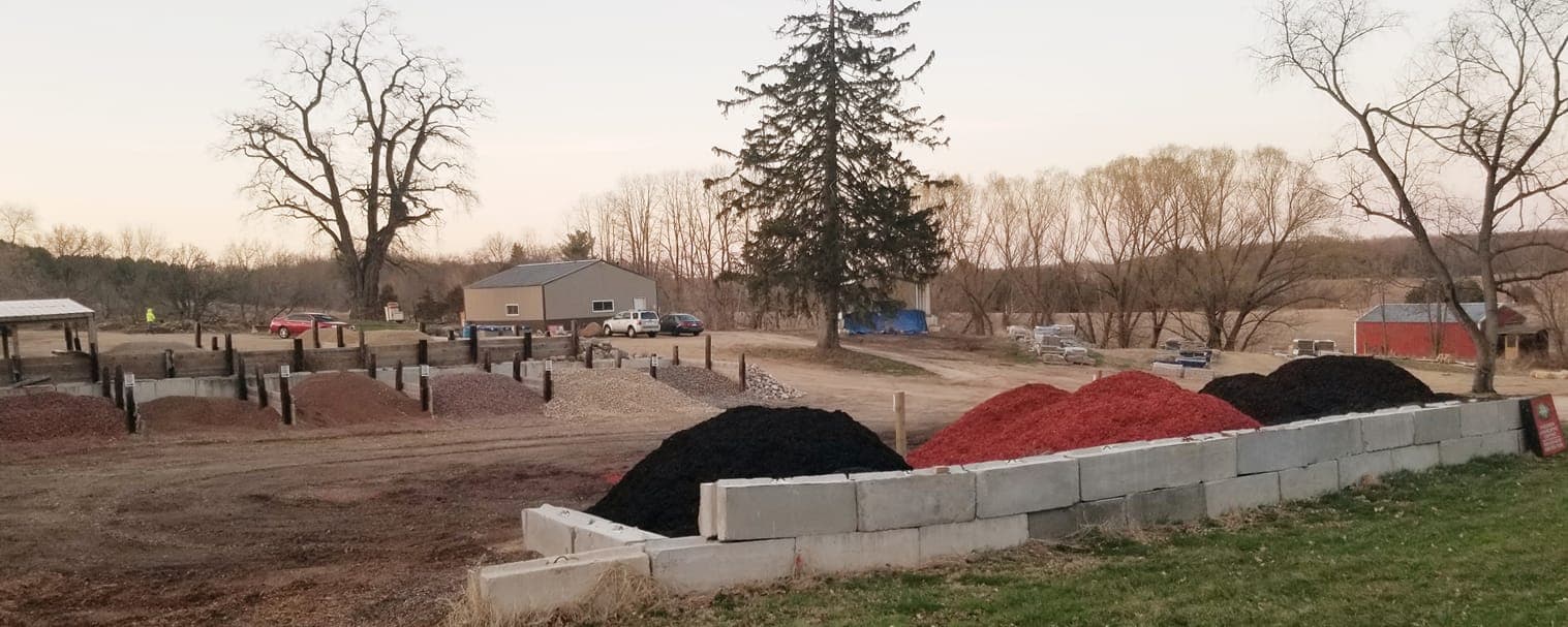 Wisconsin Landscaping supply yard with mulch and materials