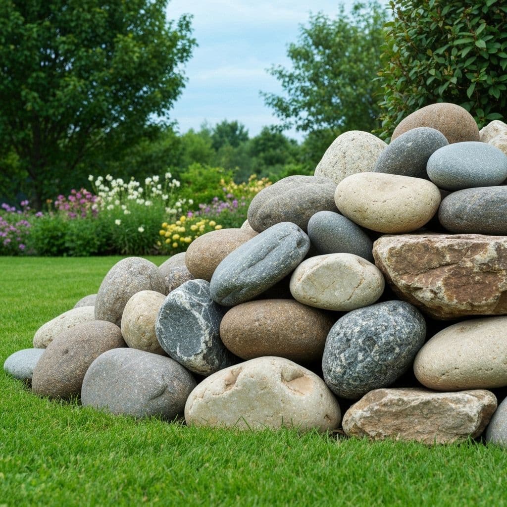 Decorative landscape rock and natural stone for mulch beds, retaining walls, and garden borders