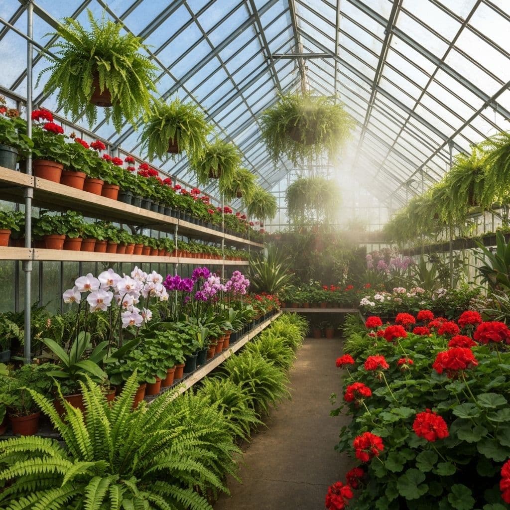 Wisconsin Landscaping Garden Center greenhouse with fresh plants, flowers, shrubs, and garden supplies in Lake Delton, WI