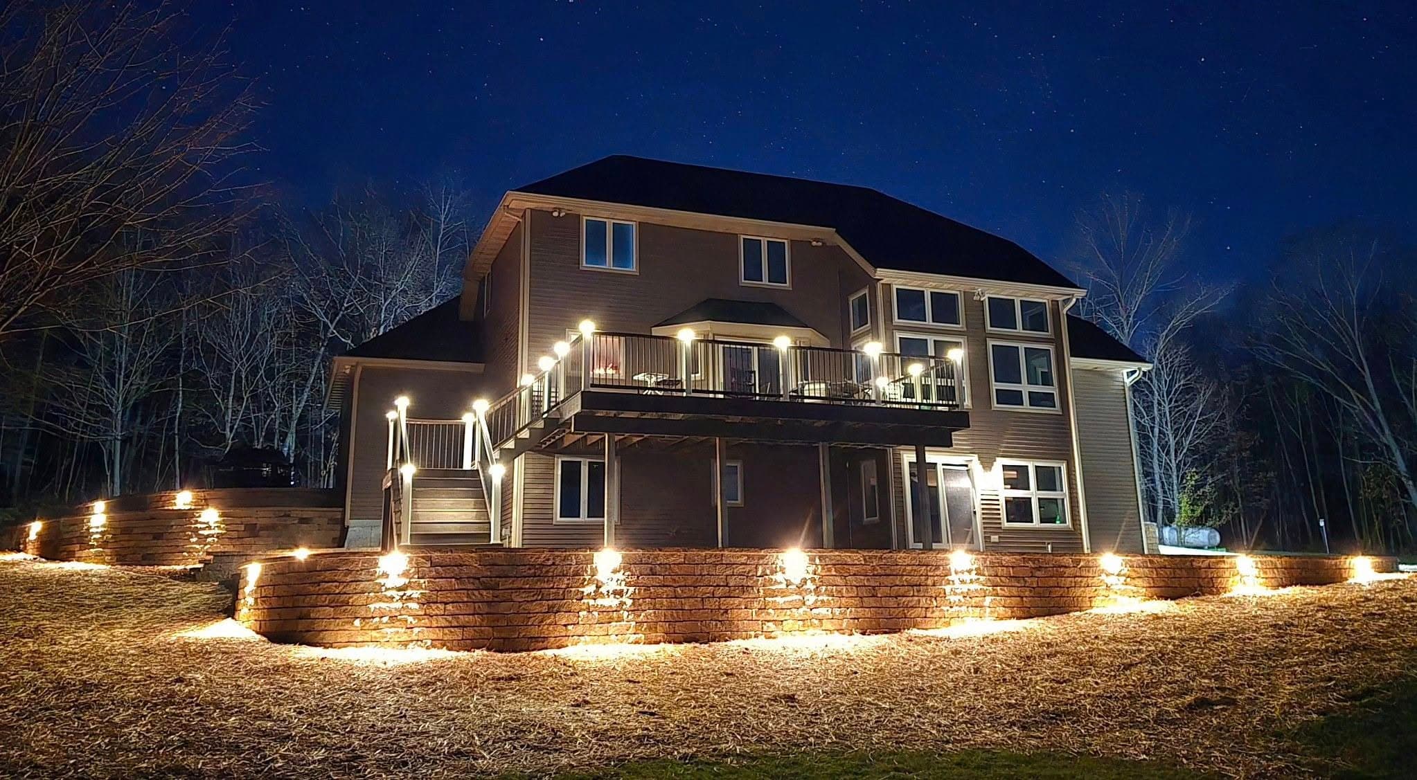 Retaining Wall with Built-In LED Lighting in Wisconsin