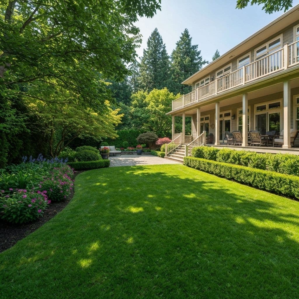 Custom residential landscape design with paver patio, outdoor living space, and professional plantings in Wisconsin